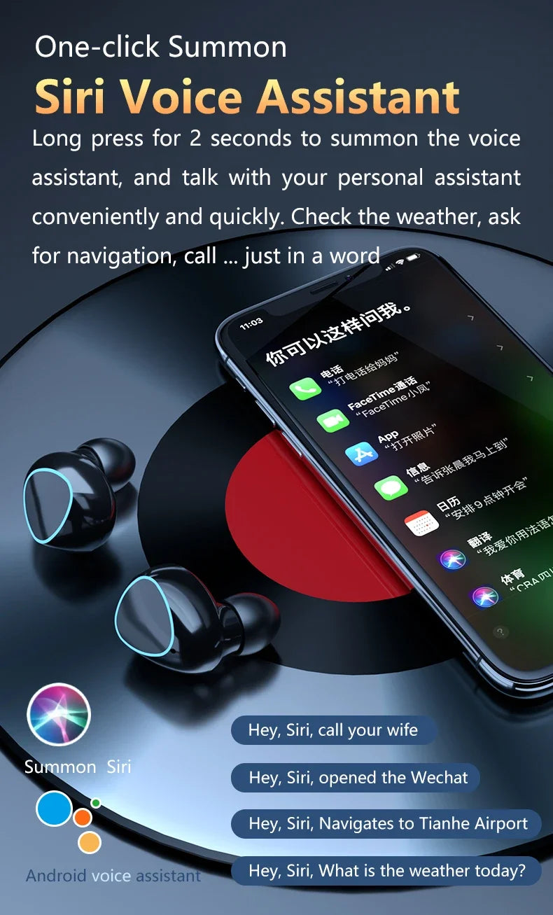 M10 TWS Wireless Earbuds: Sports Waterproof Design, Bluetooth Connection, 9D Stereo Sound + Charging Box & Microphone