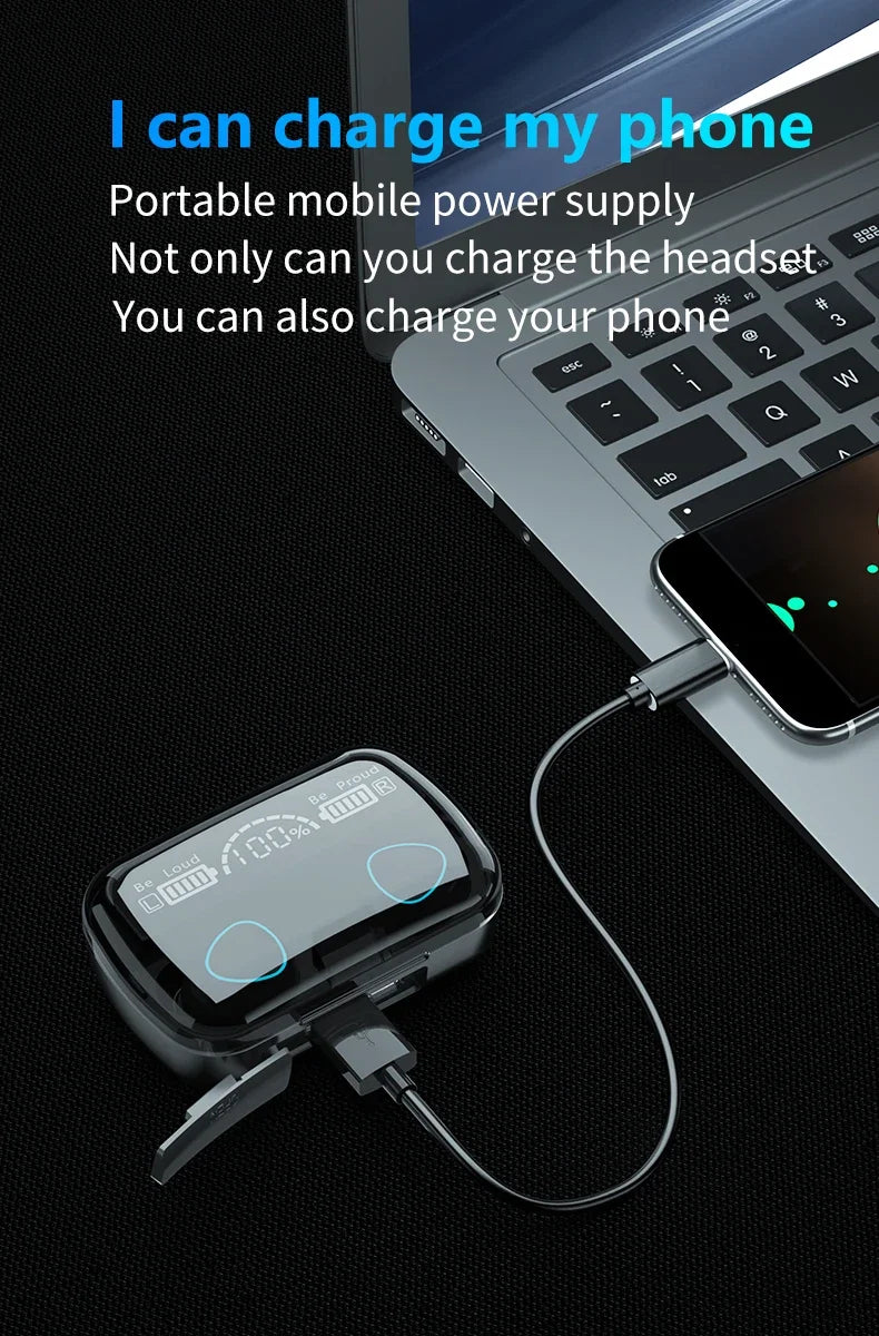 M10 TWS Wireless Earbuds: Sports Waterproof Design, Bluetooth Connection, 9D Stereo Sound + Charging Box & Microphone