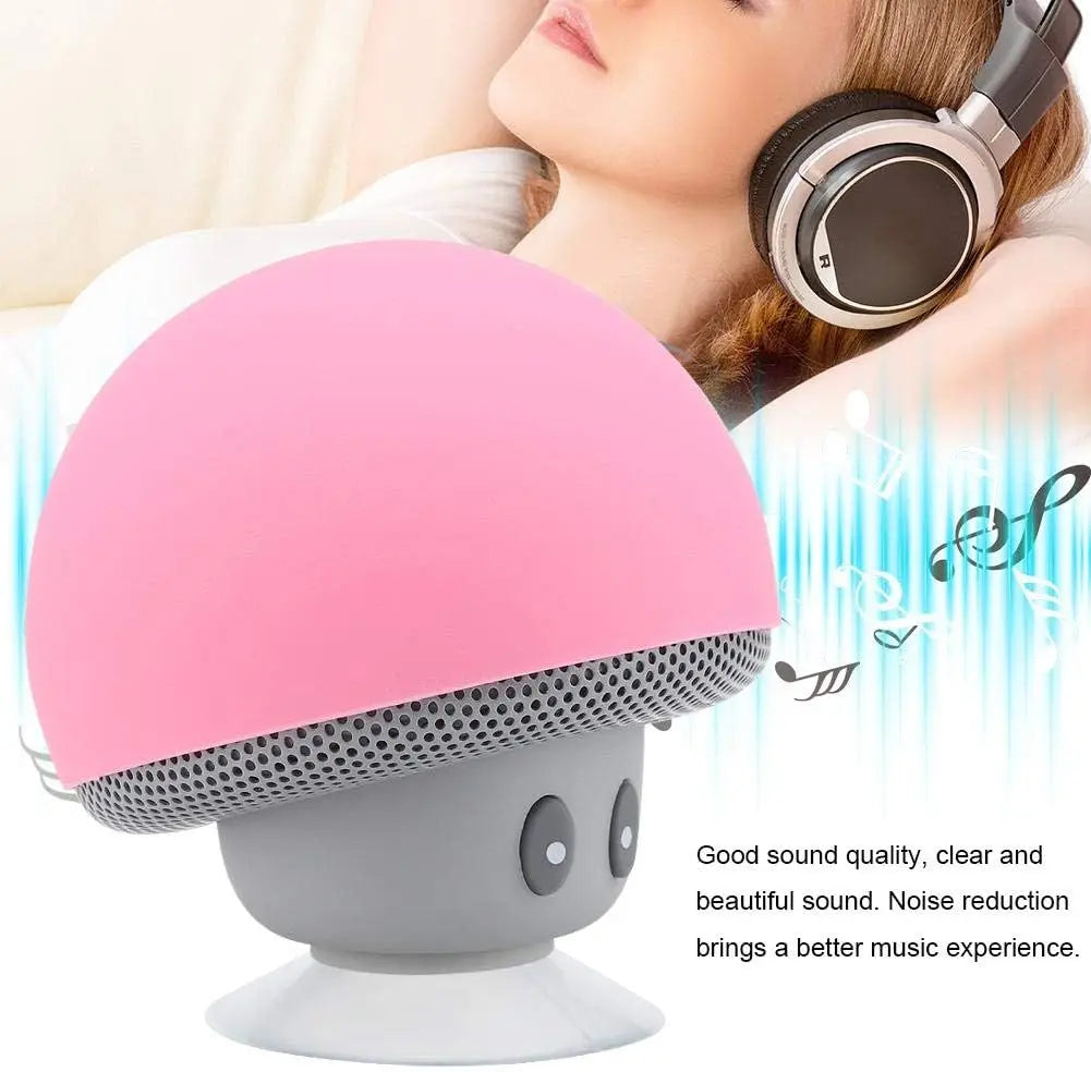 Mini Speaker,Portable Mushroom Subwoofer Speaker,with Bottom Suction Cup and Builtin Microphone for HandsFree Calling