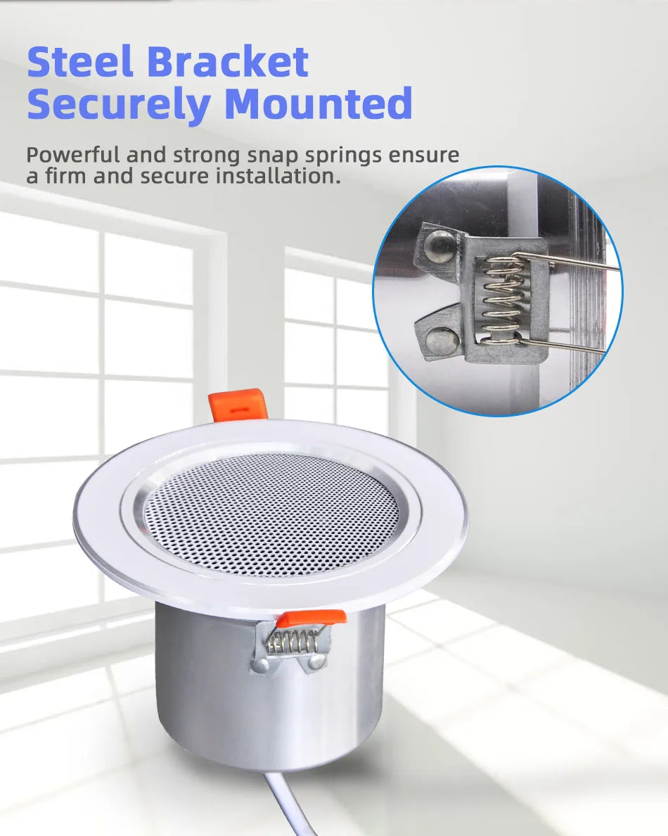 Mini Ceiling Speaker 12W HiFi Stereo Loudspeaker Home Theater Sound System Public Address Background Audio Bathroom Restaurant