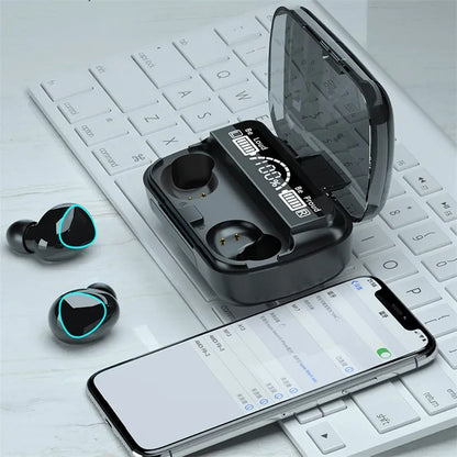M10 TWS Wireless Earbuds: Sports Waterproof Design, Bluetooth Connection, 9D Stereo Sound + Charging Box &amp; Microphone