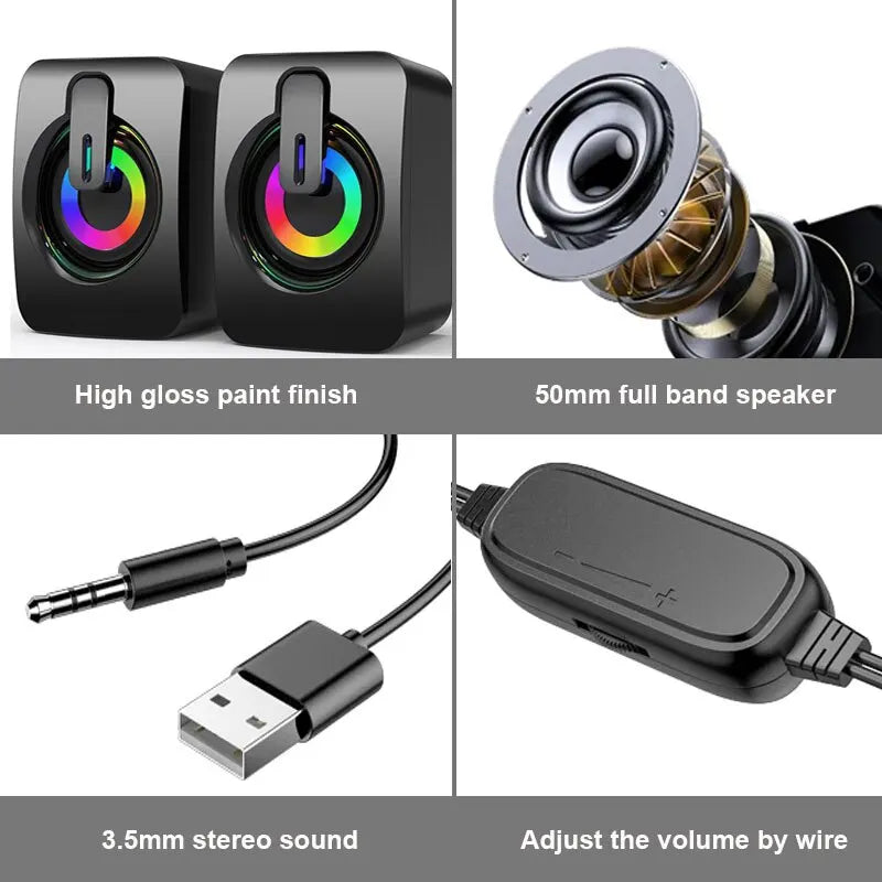 Mini Computer Speaker Stereo Sound With Microphone 3.5mm AUX Cable Home Office Speaker For Desktop Notebook Computer Loudspeaker