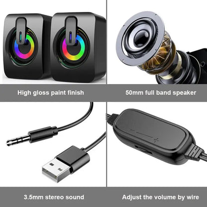 Mini Computer Speaker Stereo Sound With Microphone 3.5mm AUX Cable Home Office Speaker For Desktop Notebook Computer Loudspeaker