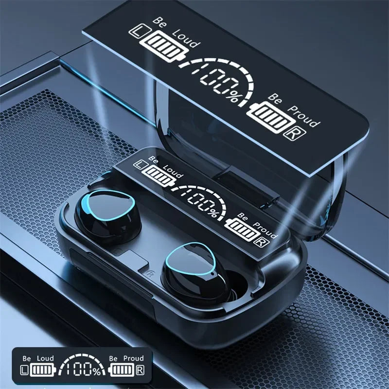 M10 TWS Wireless Earbuds: Sports Waterproof Design, Bluetooth Connection, 9D Stereo Sound + Charging Box &amp; Microphone