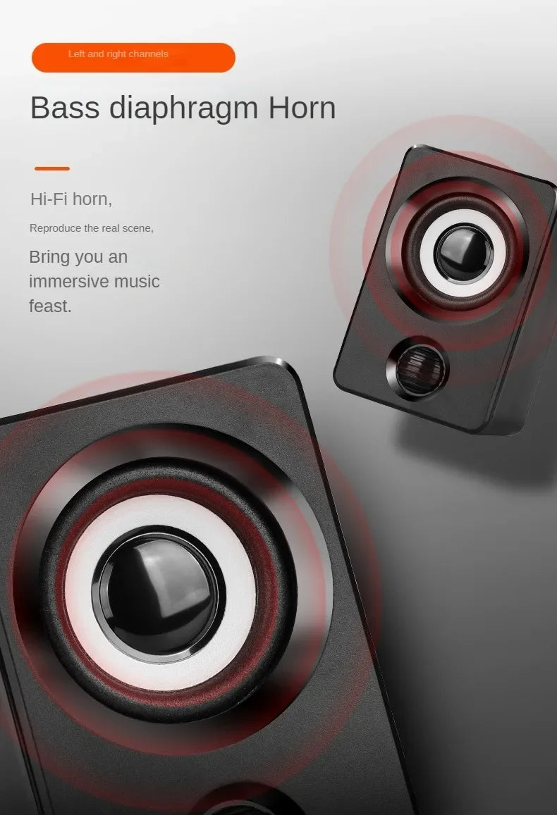 Mini Computer Speaker USB Wired Speakers Universal Stereo Sound Surround Portable for PC Desktop Laptop Stereo Portable Living