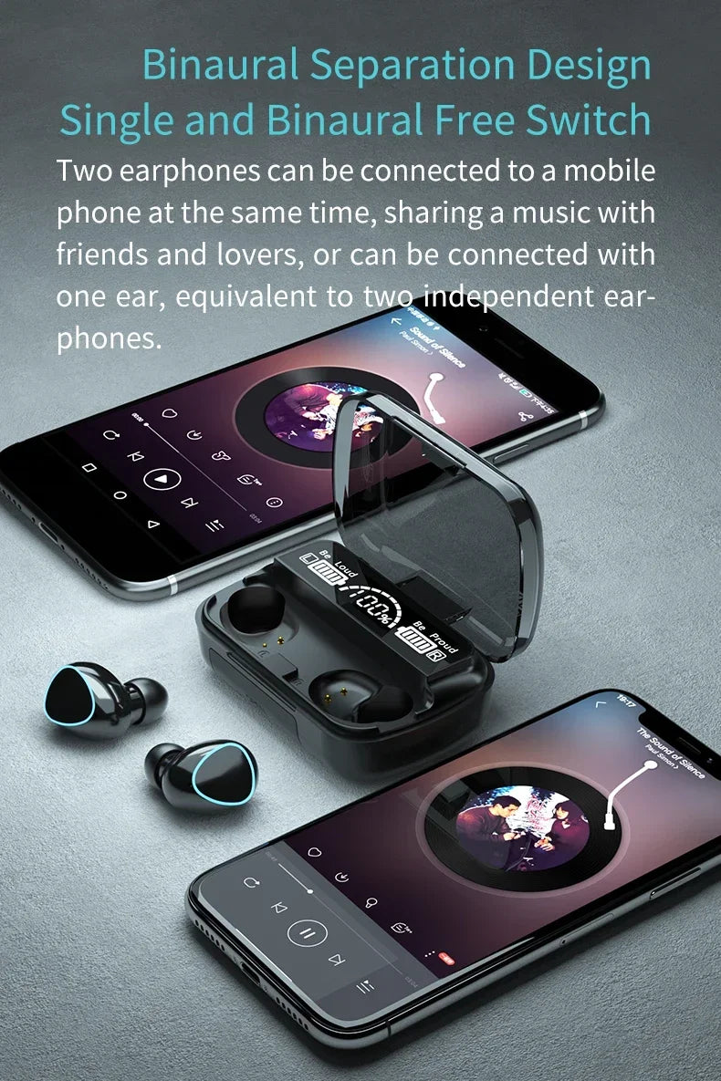 M10 TWS Wireless Earbuds: Sports Waterproof Design, Bluetooth Connection, 9D Stereo Sound + Charging Box &amp; Microphone