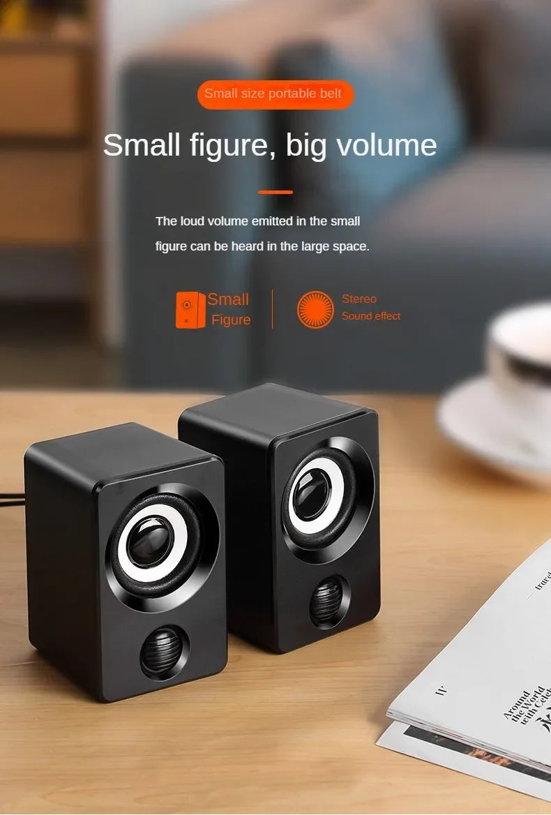 Mini Computer Speaker USB Wired Speakers Universal Stereo Sound Surround Portable for PC Desktop Laptop Stereo Portable Living